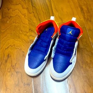 White,Yellow and blue kids Jordans